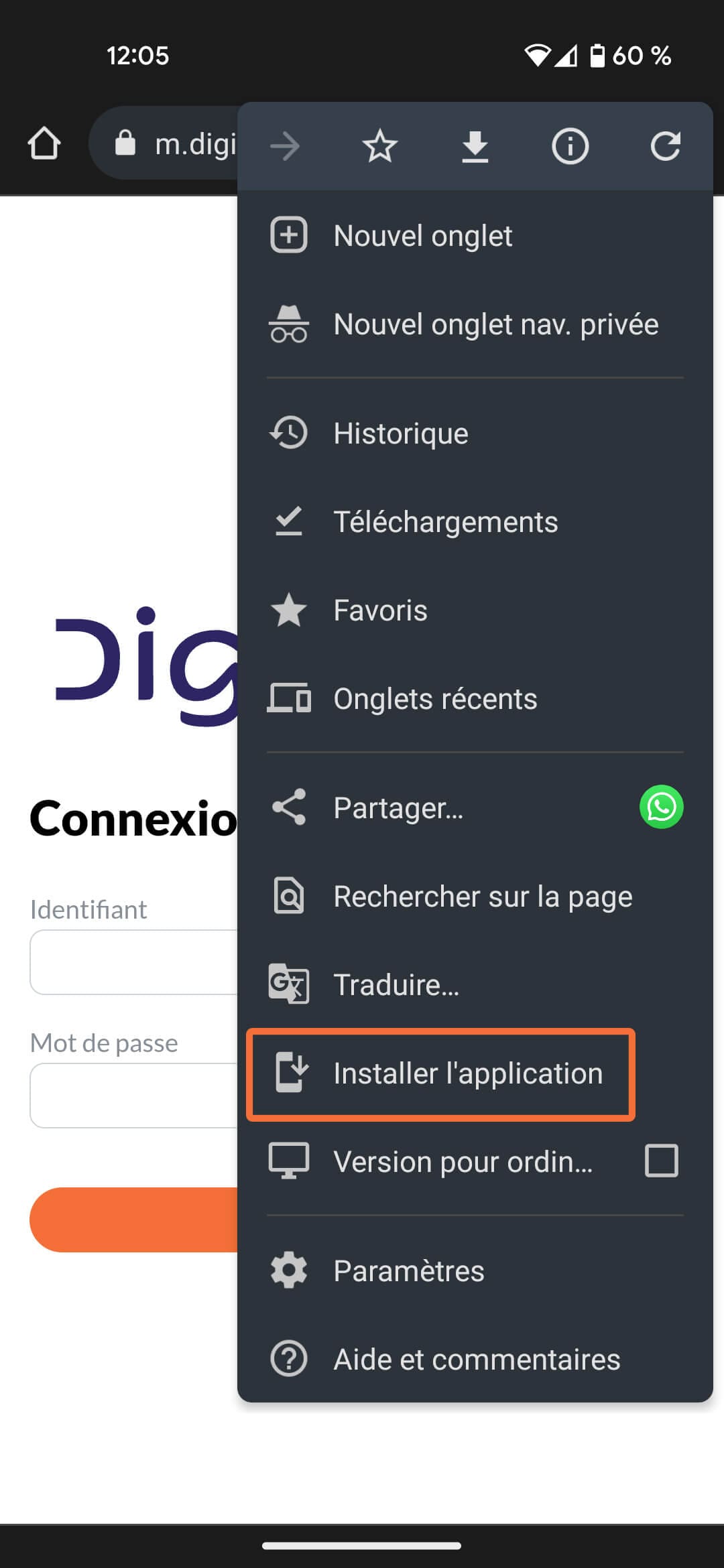 Installer l'appli Digitaleo